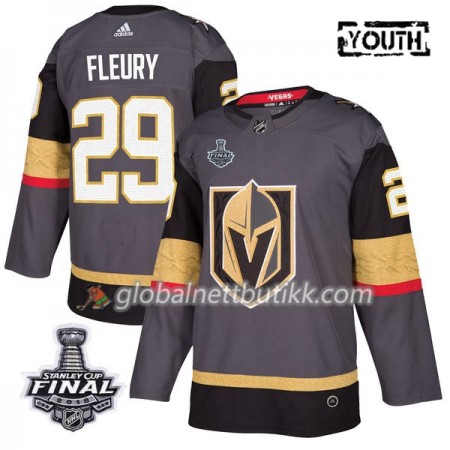 Vegas Golden Knights Hockeydrakt Marc-Andre Fleury 29 2018 Stanley Cup Final Patch Grå Adidas Authentic - Barn